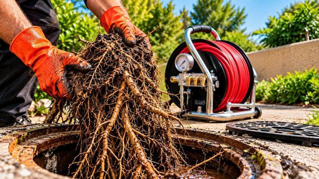 Déracinage de canalisation par haute-pression 